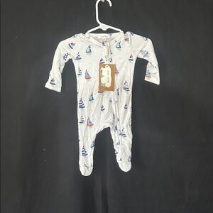 Angel Dear White Pajamas with Sailboat Print